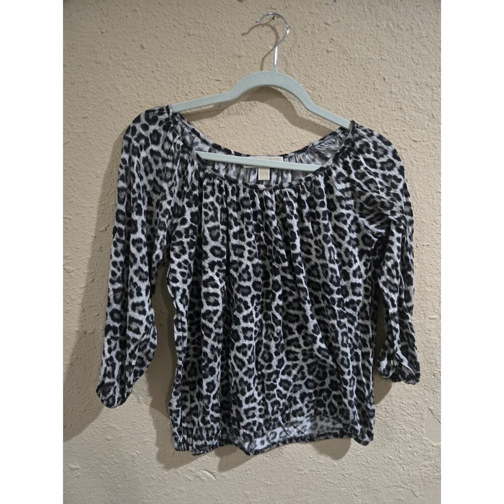 MICHAEL KORS Animal Print Blouse Ladies Size Small Elastic Neck - Picture 1 of 5